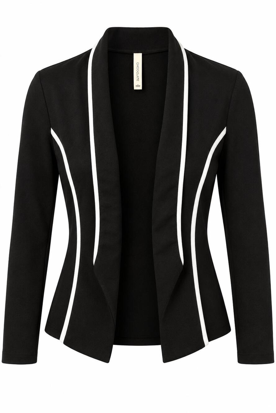 NEW CHOCOLATE USA women's open-front blazer in black & white